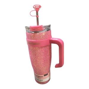Juicy‎ Couture pink crystal studded rhinestones stainless steel 40oz tumbler new